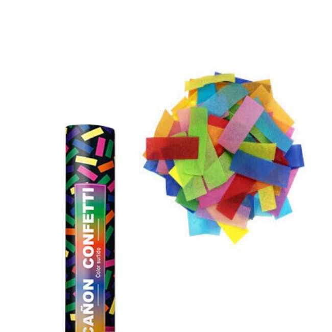 Canon à confettis en papier multicolore de 40 cm par 2,50 €