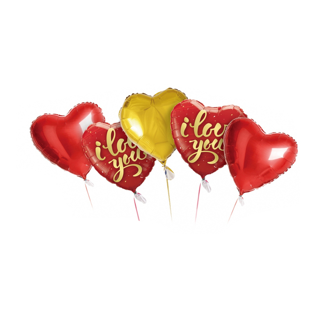 Ballon en forme de coeur Love, doré et rouge, 28 po