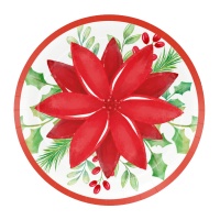 Assiettes en poinsettia de 18 cm - 8 pièces