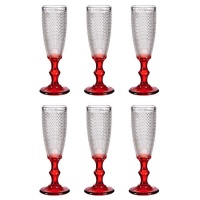 Verre à champagne de 180 ml avec points et base rouge - 6 unités