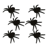 Araignées noires poilues 6cm - 6 pièces