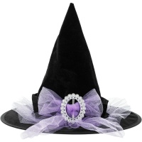 Chapeau de sorcière en tulle lilas pour enfants