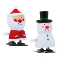 Figurines Père Noël ou bonhomme de neige marchant 8 cm - 1 pièce