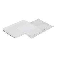 Plateau rectangulaire en carton 34 x 25 cm avec napperon