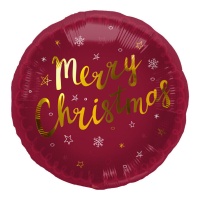 Ballon rond marron Joyeux Noël avec étoiles 45 cm - Folat