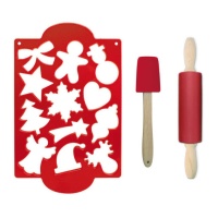 Kit multi-coupe, rouleau à pâtisserie et spatule de Noël - Scrapcooking - 3 pièces