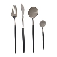 Set de couverts vintage argent et noir - 8 unités