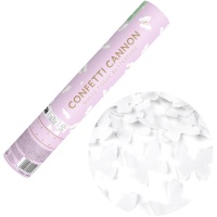 Canon à confettis papillon blanc - 28 cm