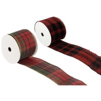 Ruban décoratif de Noël Tartan de 4,00 m - 1 unité