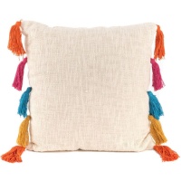 Coussin à pompon multicolore de 60 cm