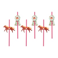 Pailles en papier Vintage Horse - 6 pcs.