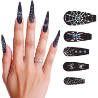 Faux ongles longs avec araignées - 12 pcs.