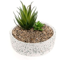 Plante artificielle avec pot large de 15,5 x 6,5 cm de style granit