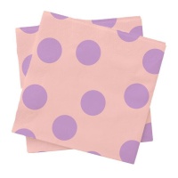 Serviettes à pois lilas 16,5 cm - 20 pcs.