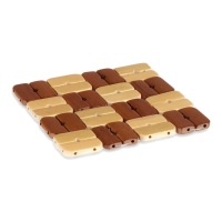 Set de table carré en bambou de 13 cm de côté - 3 pièces
