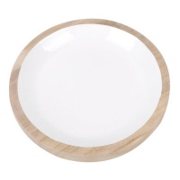 Porte-poche rond en bois et blanc de 20,5 cm - DCasa