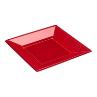 Assiettes en plastique bordeaux de 23 cm - 25 pcs.