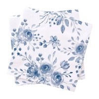 Serviettes de table à fleurs bleues 16,5 cm - 20 pcs.