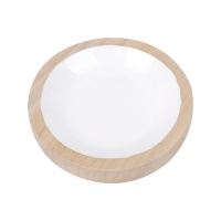 Vide-poche rond en bois et blanc 14,8 cm - DCasa