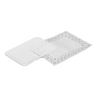 Plateau rectangulaire en carton 21 x 14 cm avec napperon - 4 pcs.