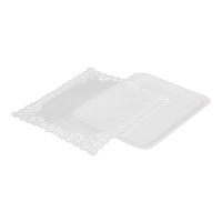 Plateau rectangulaire en carton 38 x 31 cm avec napperon