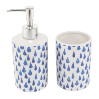 Set de bain gouttes bleues - 2 pièces