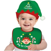 Ensemble bébé elfe de Noël avec bonnet et bavoir