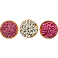 Kit de paillettes argentées et roses assorties - 85 gr