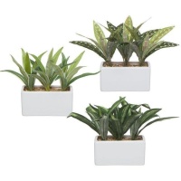 Plante artificielle avec jardinière rectangulaire blanche assortie 24 x 20 cm