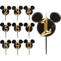 Bougie numérotée à oreilles de Mickey Mouse 8,5 cm - 1 pièce