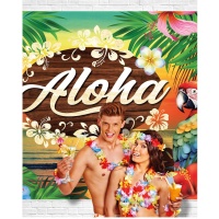 Toile de fond Tropical Aloha 2,20 x 1,50 m pour photocall.