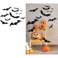 Décorations murales chauve-souris - 12 pcs.