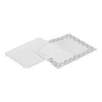 Plateau rectangulaire en carton 28 x 22 cm avec napperon - 2 unités