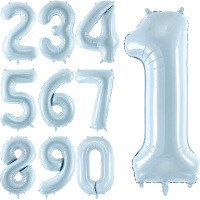 Ballon numéro bleu bébé 72 cm - Partydeco