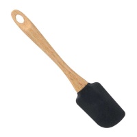 Pelle de cuisine en bois et silicone noir