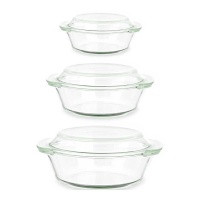 Casseroles en borosilicate de 0,7 L, 1 L et 1,5 L - Vivalto - 3 unités