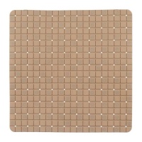 Tapis de douche antidérapant à carreaux beiges de 50,3 x 50,3 cm