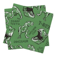 Serviettes de table Dinosaure vert 16,5 cm - 20 pcs.