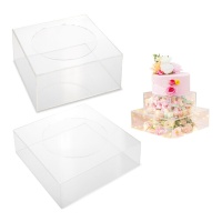 Support intermédiaire carré transparent pour gâteaux - 2 pièces