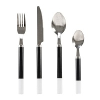 Set de couverts bicolore noir et blanc - 24 pcs.