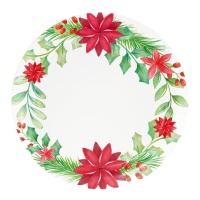 Assiettes en poinsettia de 23 cm - 8 pièces