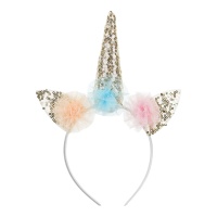 Bandeau de licorne doré avec paillettes