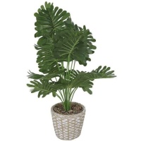 Plante artificielle de monstera avec pot en ciment avec bordure 15 x 56 cm