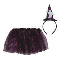 Ensemble sorcière et fantôme pour enfants avec tutu et diadème - 2 pièces