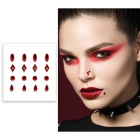 Bijoux de visage piercing rouge - 16 unités