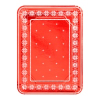 Plateau rectangulaire en carton avec broderie rouge 34 x 25 cm - 2 pcs.