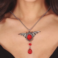 Collier chauve-souris de 8 cm avec rubis