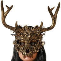 Masque de cerf doré avec bois