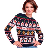 Pull de Noël en forme de bonhomme de neige pour femmes