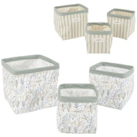 Paniers en tissu rayé à fleurs ou à carrés - 3 pcs.